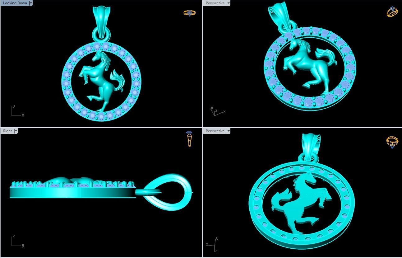 Horse pendant 3D print model_7