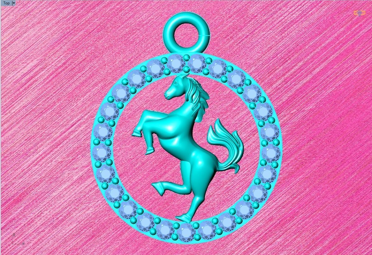 Horse pendant 3D print model_5