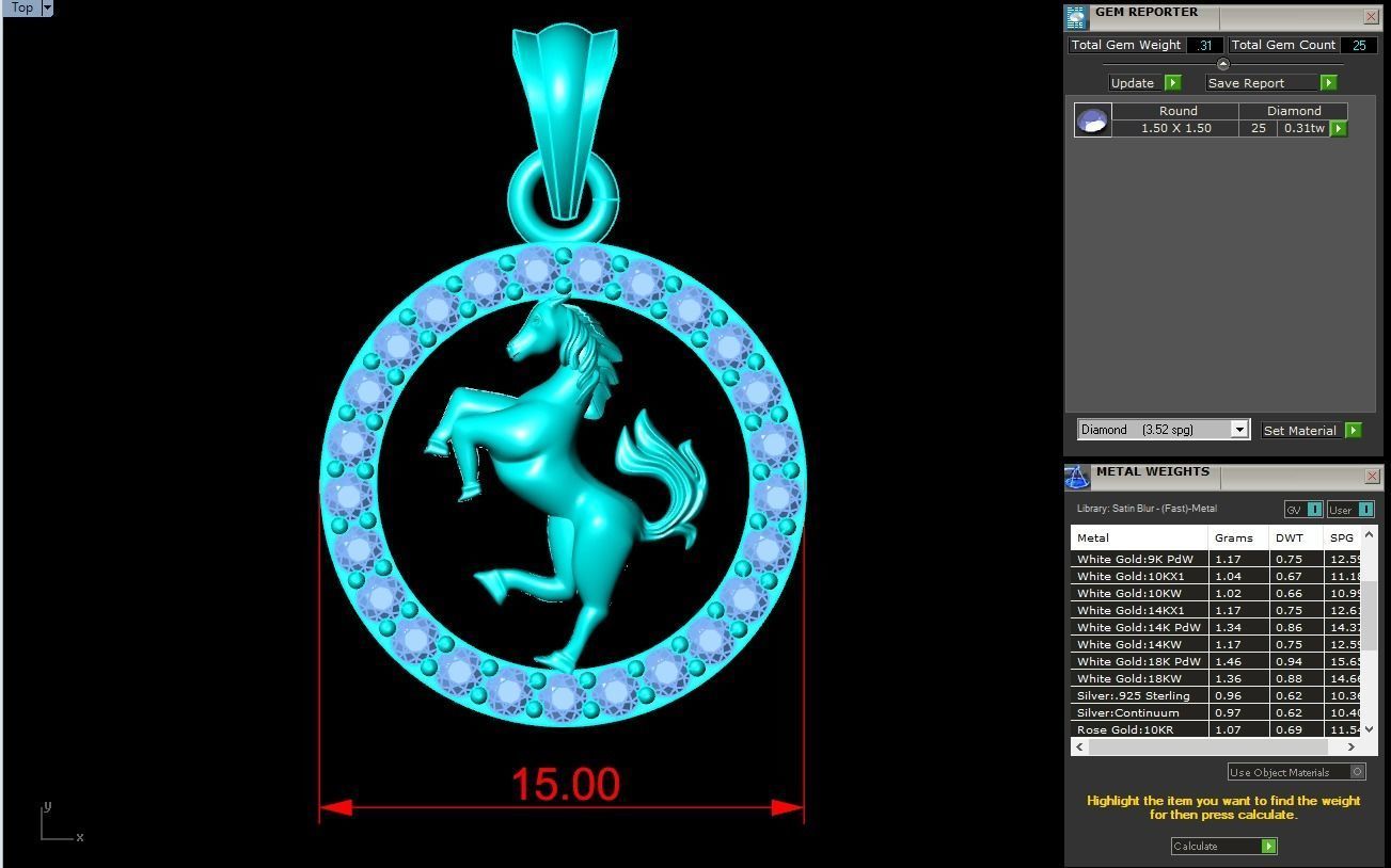 Horse pendant 3D print model_8