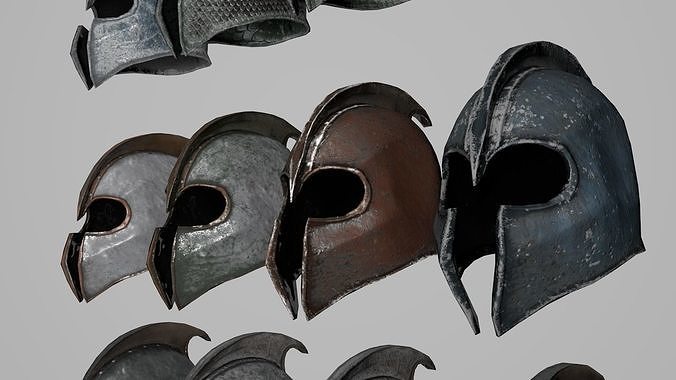 iron hat of war old Low-poly 3D model