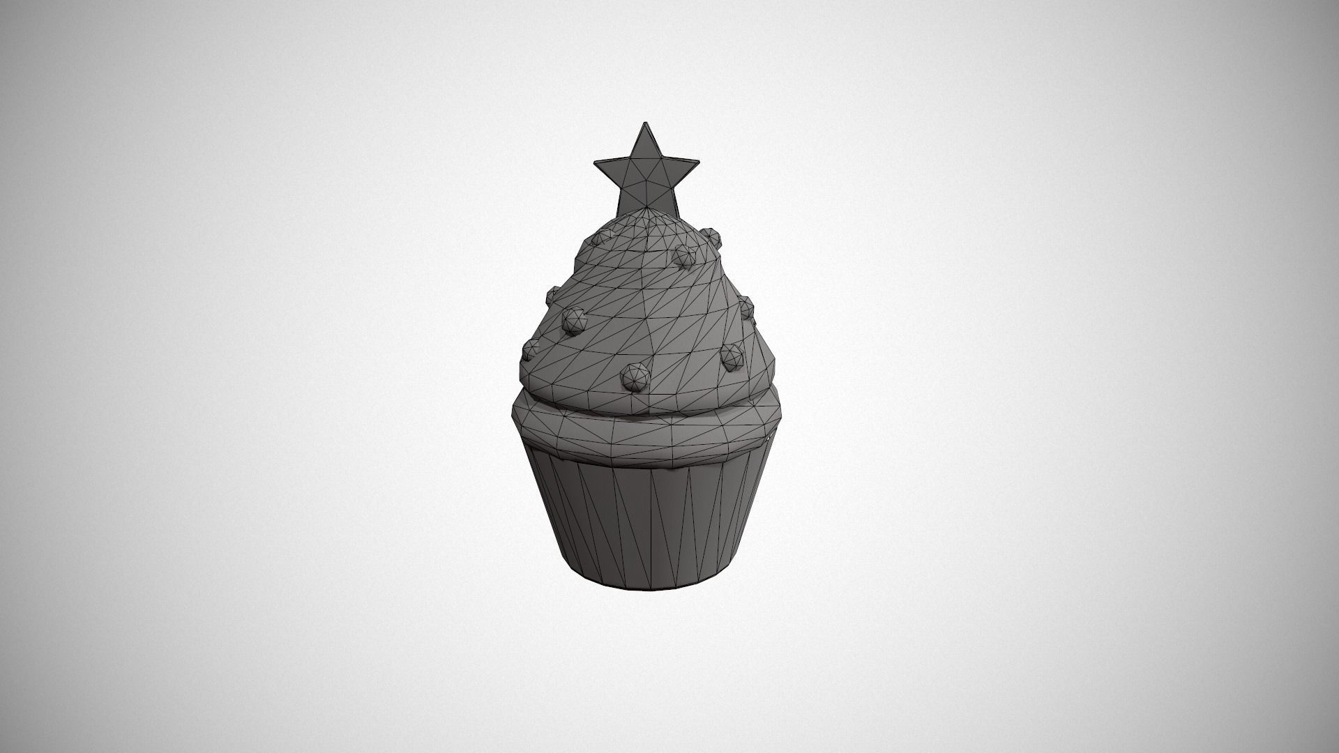 Christmas Tree Cupcake Low-poly 3D model_22