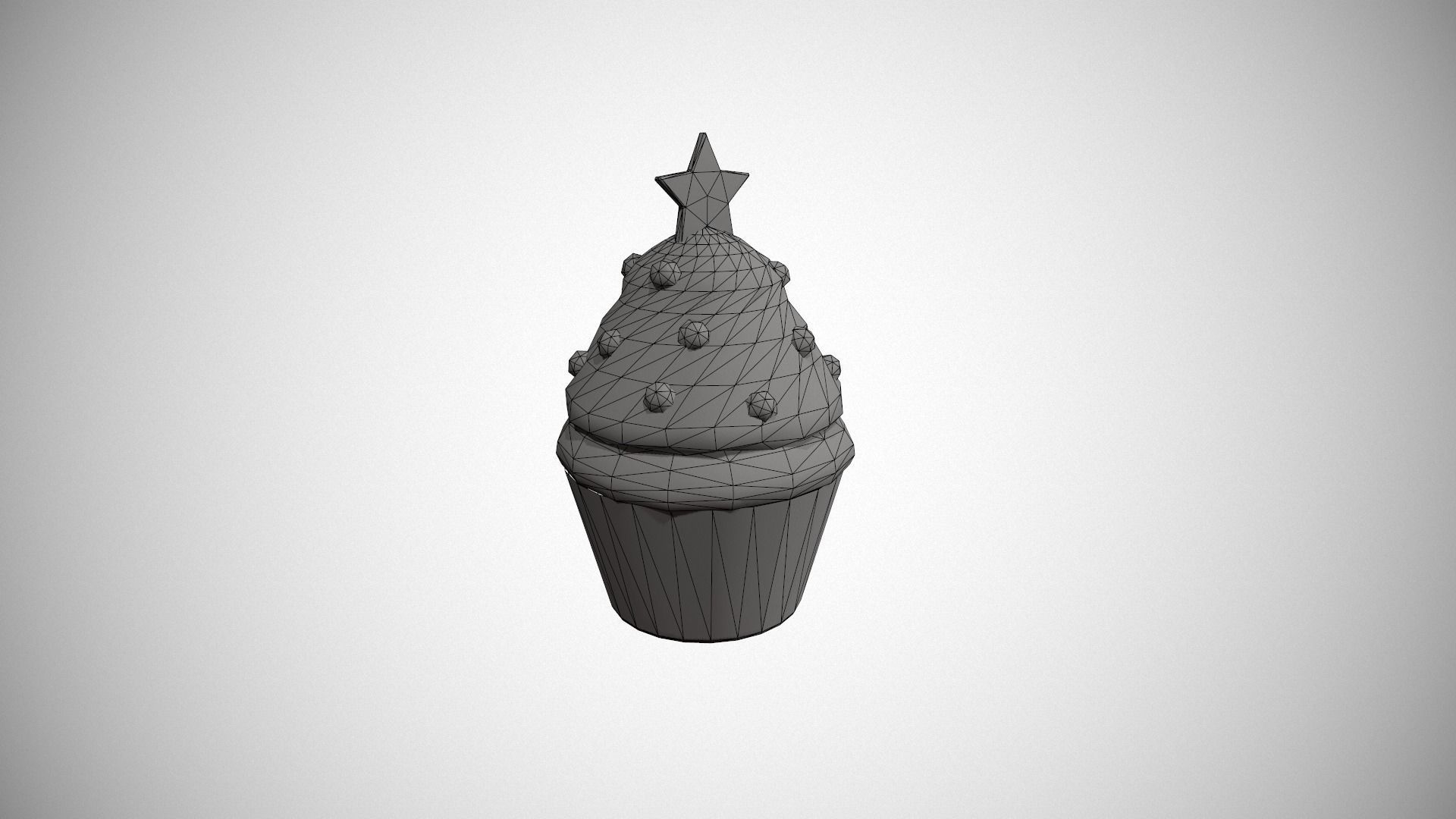 Christmas Tree Cupcake Low-poly 3D model_18