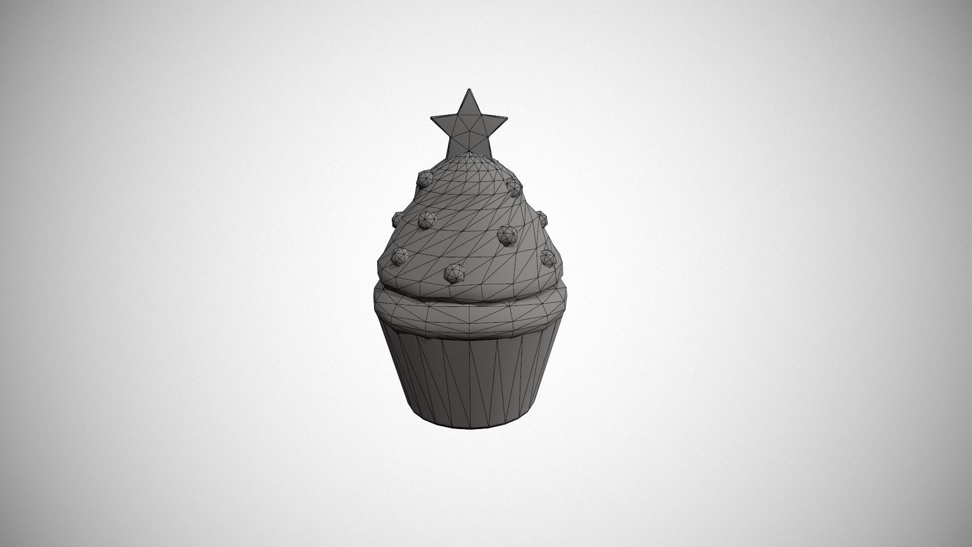 Christmas Tree Cupcake Low-poly 3D model_17
