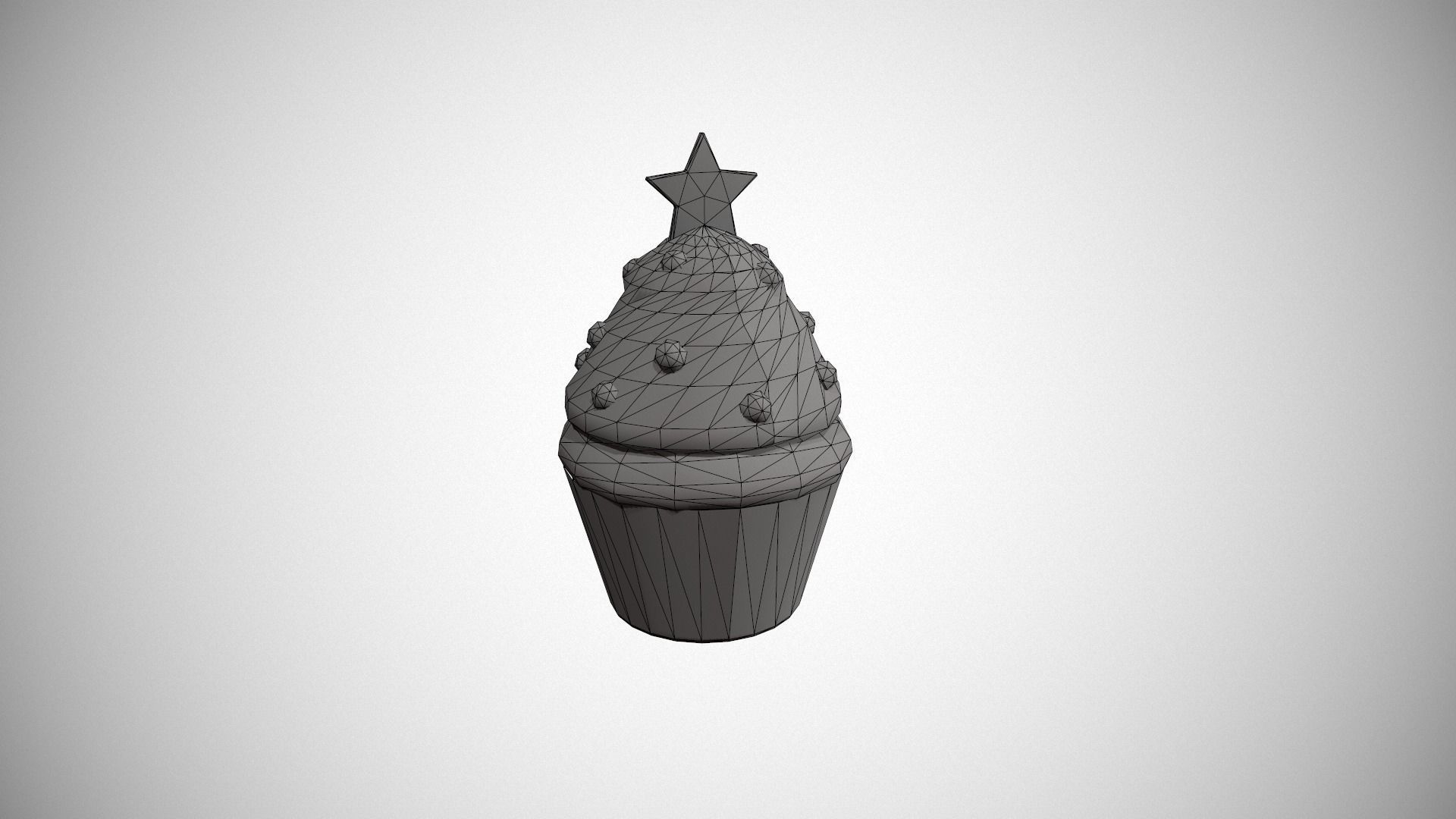 Christmas Tree Cupcake Low-poly 3D model_12
