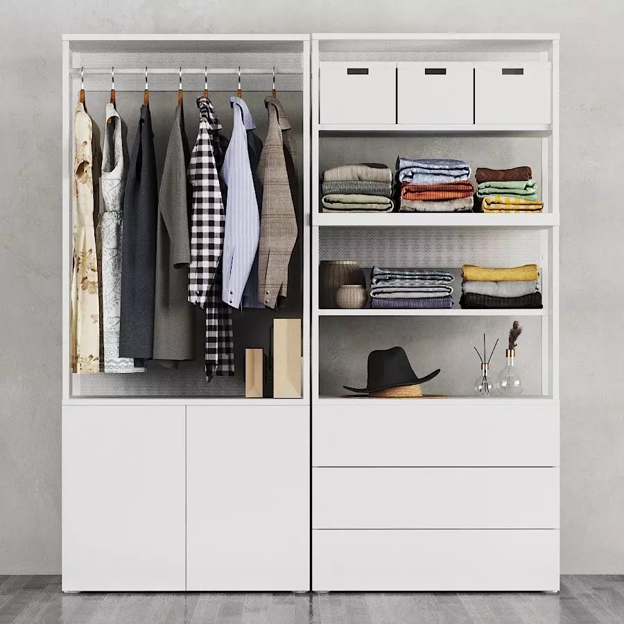 IKEA Ophus Wardrobe 2-Door and 3 Drawers 3D model_0