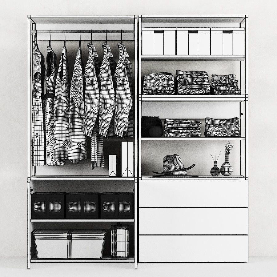 IKEA Ophus Wardrobe 2-Door and 3 Drawers 3D model_4
