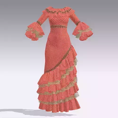 3D Women POLKA DOT RUFFLE DRESS