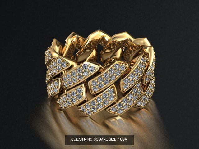 4 SIZE SQUARE CUBAN RING  3D Model Collection_3