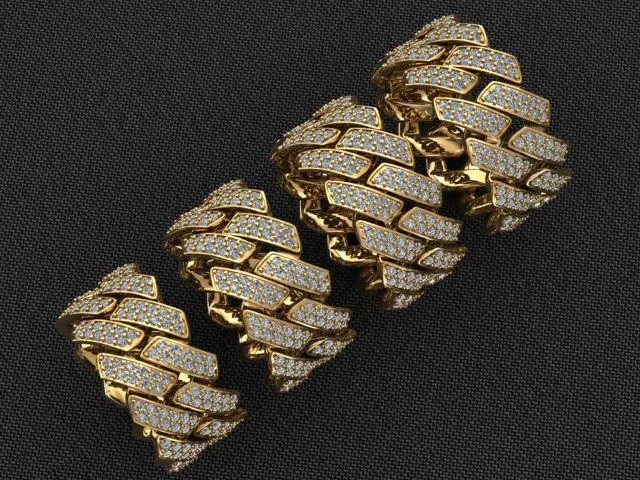 4 SIZE SQUARE CUBAN RING  3D Model Collection_0