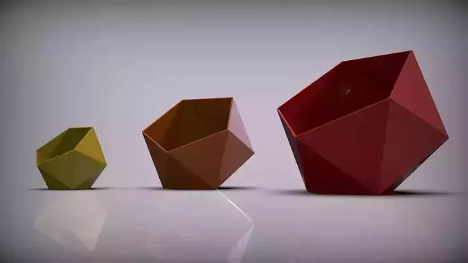 Icosahedron Vases 100 150 200 mm