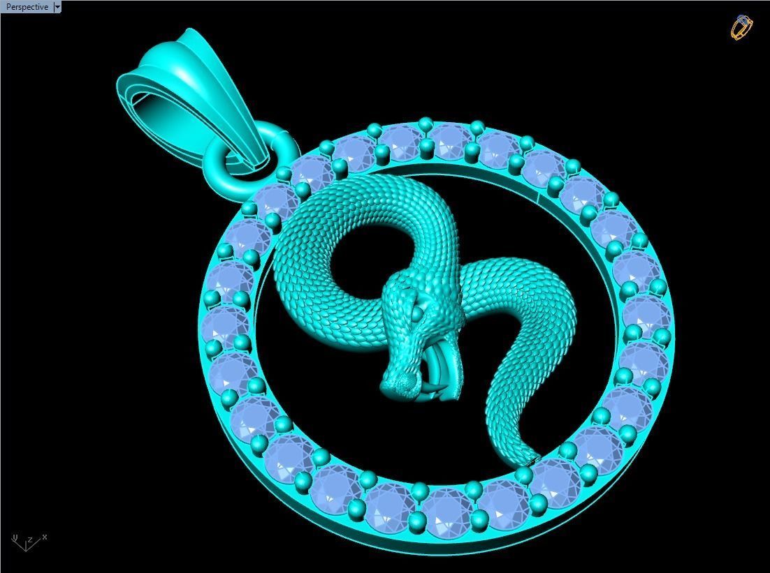 Snake pendant  3D print model_15