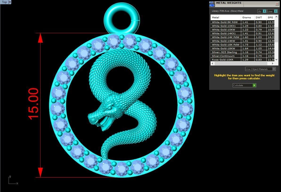 Snake pendant  3D print model_9