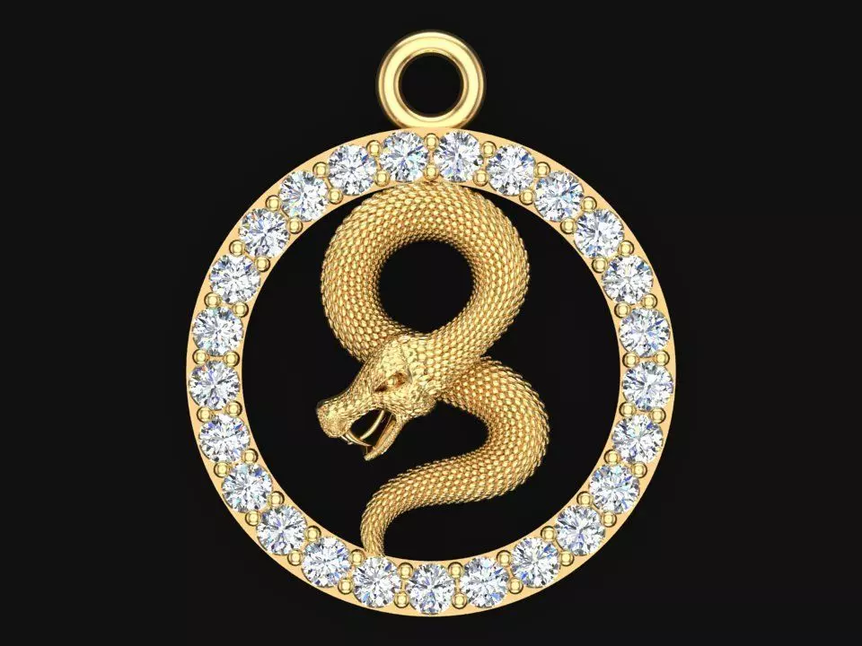 Snake pendant  3D print model_0