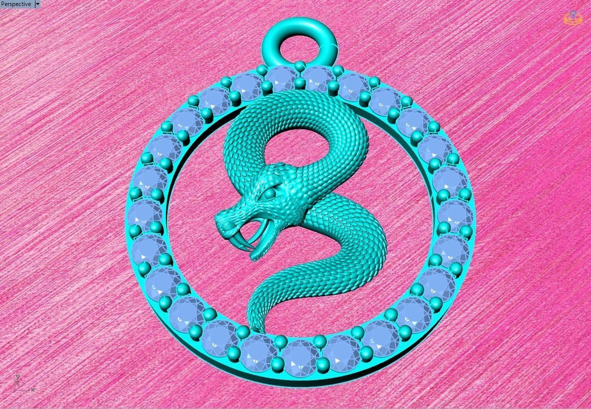 Snake pendant  3D print model_11