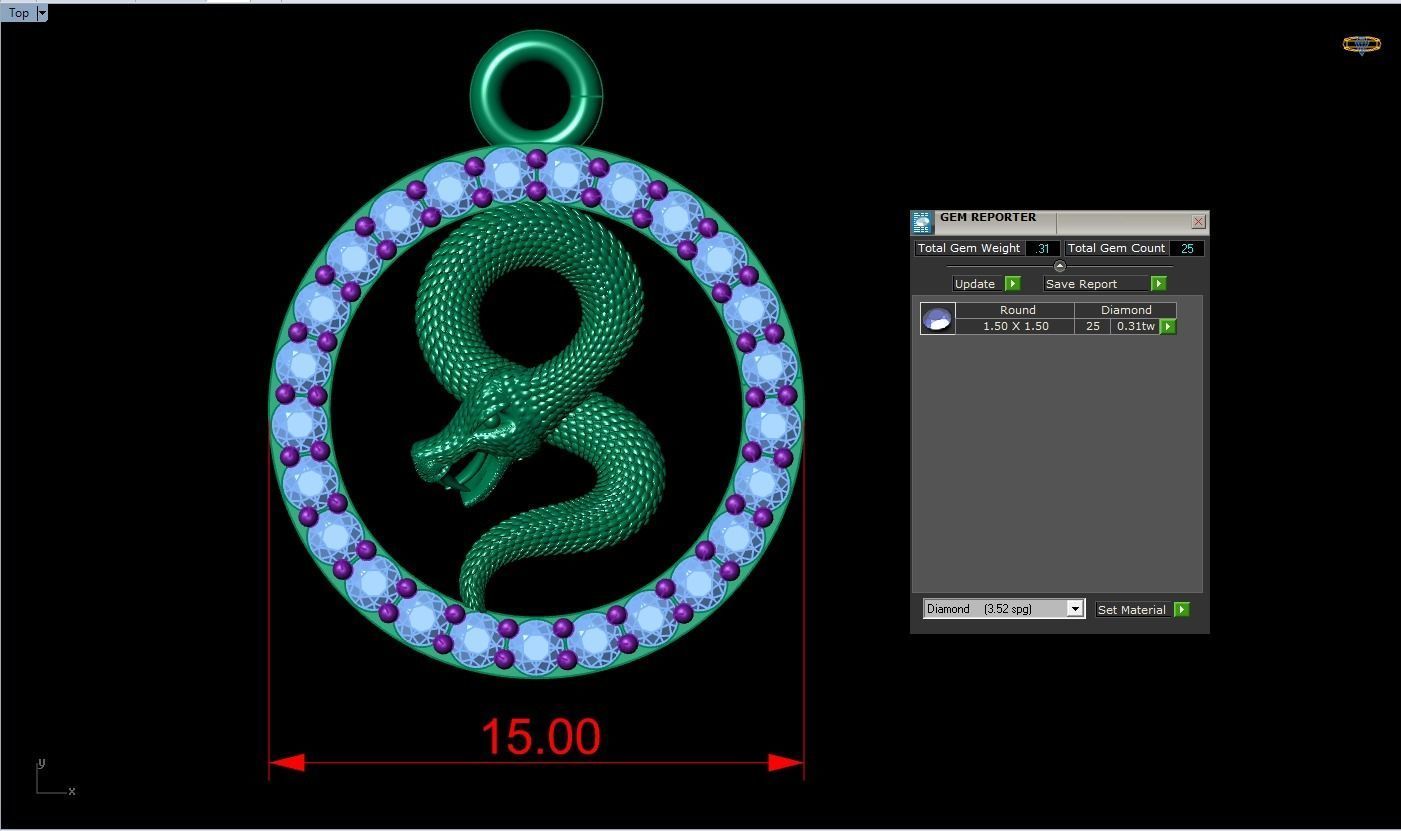 Snake pendant  3D print model_8