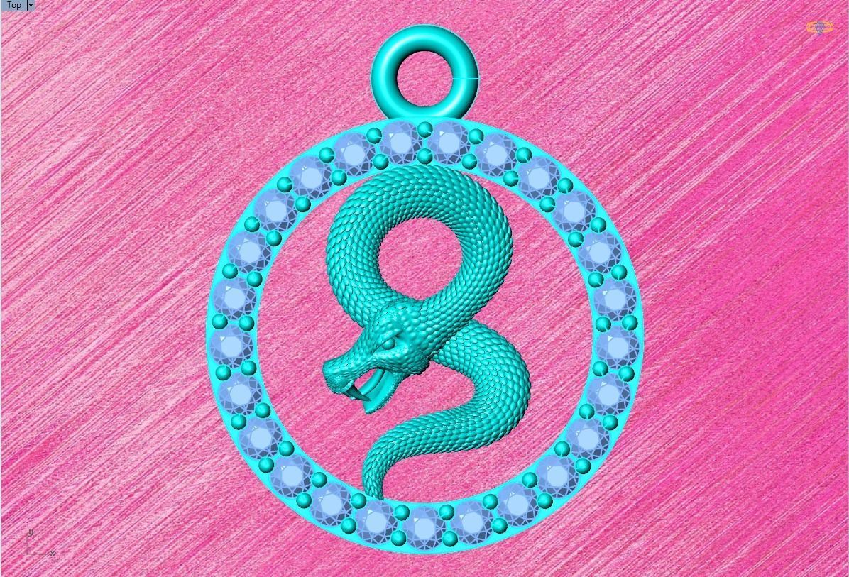 Snake pendant  3D print model_10