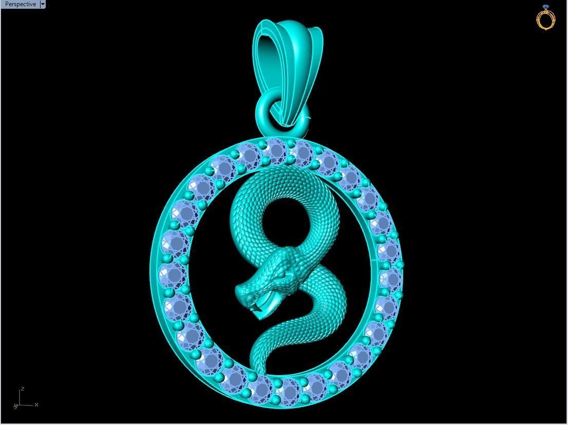Snake pendant  3D print model_12