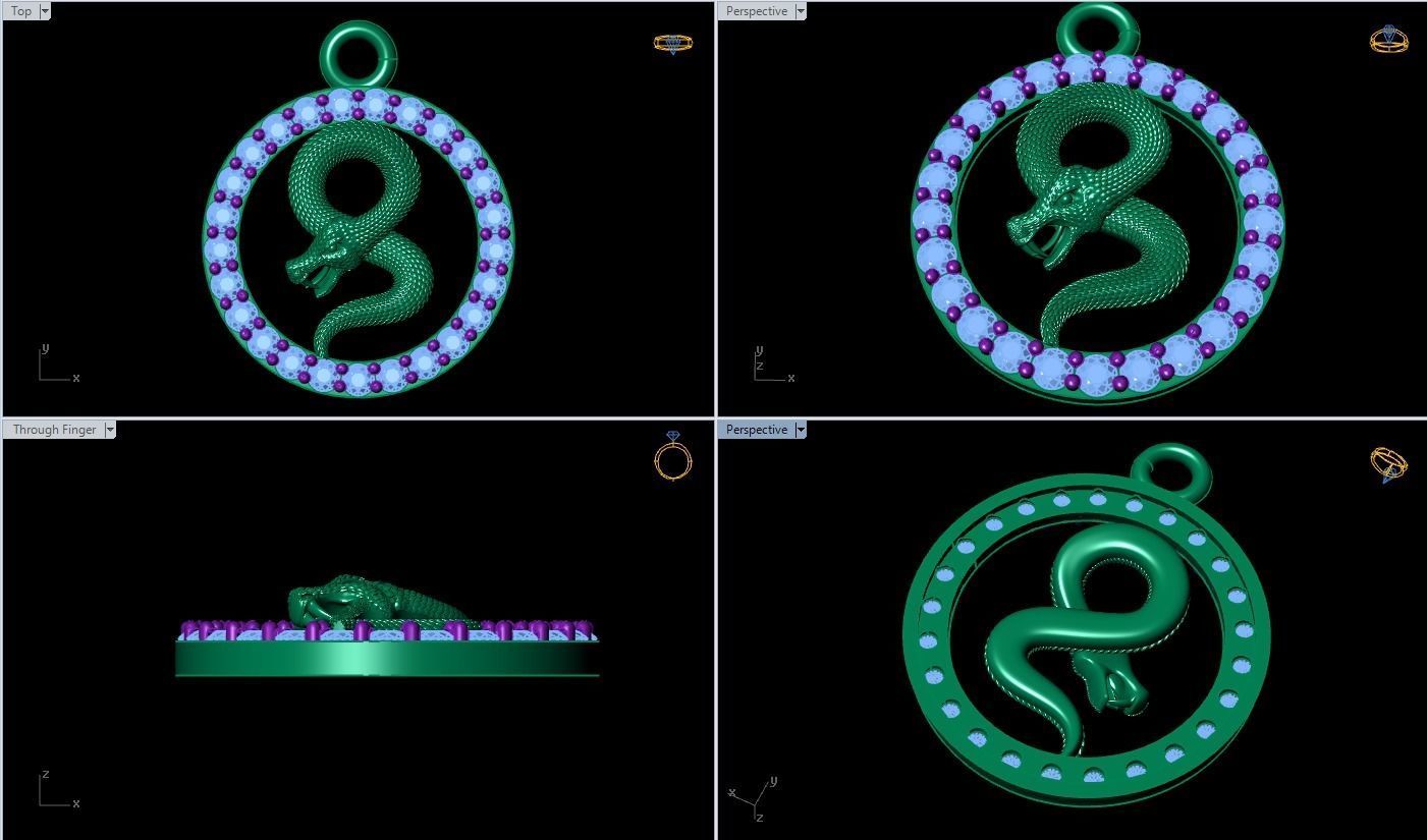Snake pendant  3D print model_7