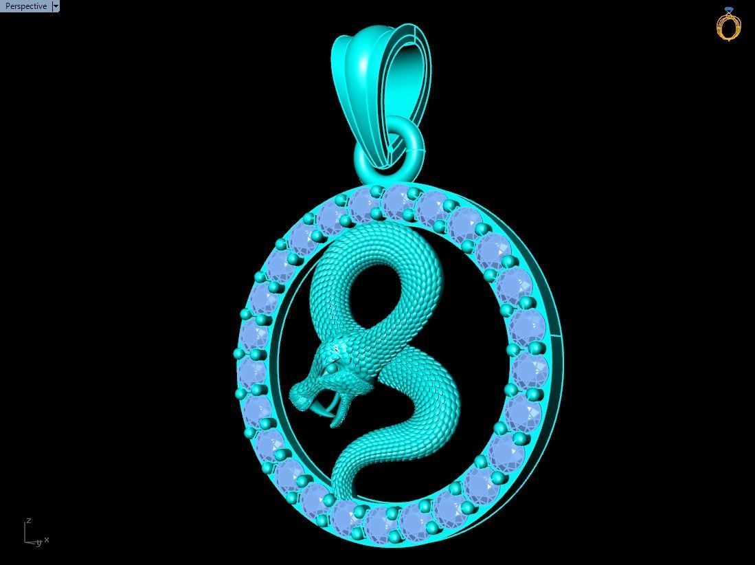 Snake pendant  3D print model_13