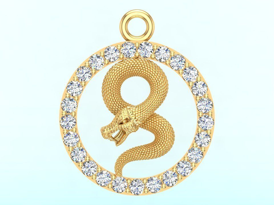 Snake pendant  3D print model_5