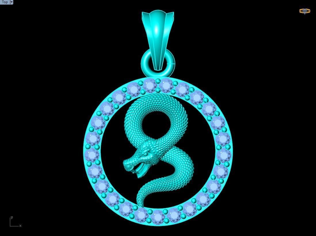 Snake pendant  3D print model_14