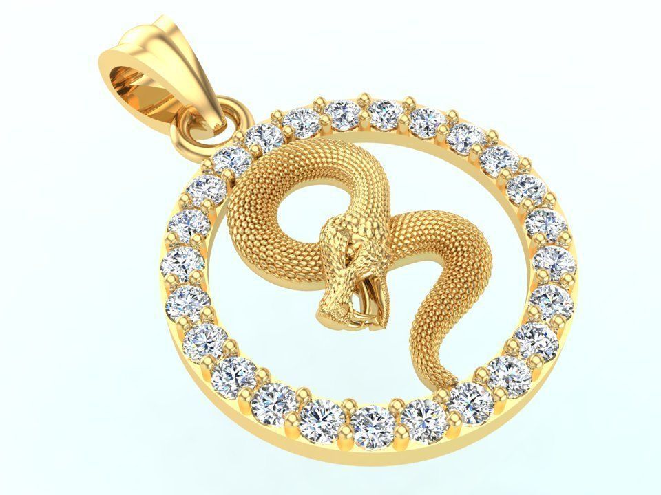 Snake pendant  3D print model_6