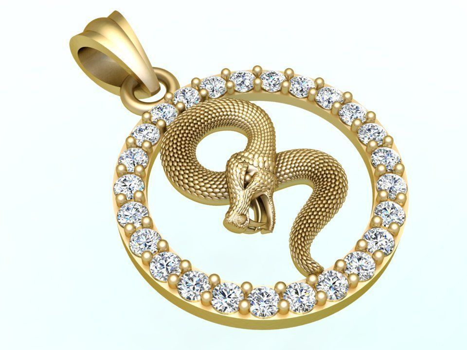 Snake pendant  3D print model_4