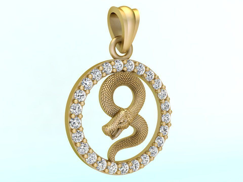 Snake pendant  3D print model_3