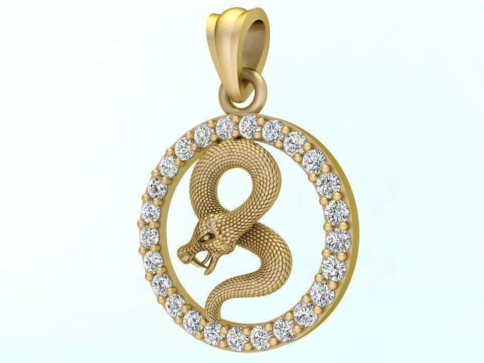 Snake pendant  3D print model_2