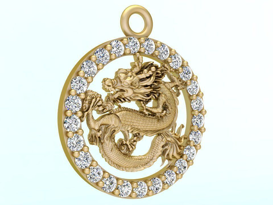 Dragon pendant 3D print model_3
