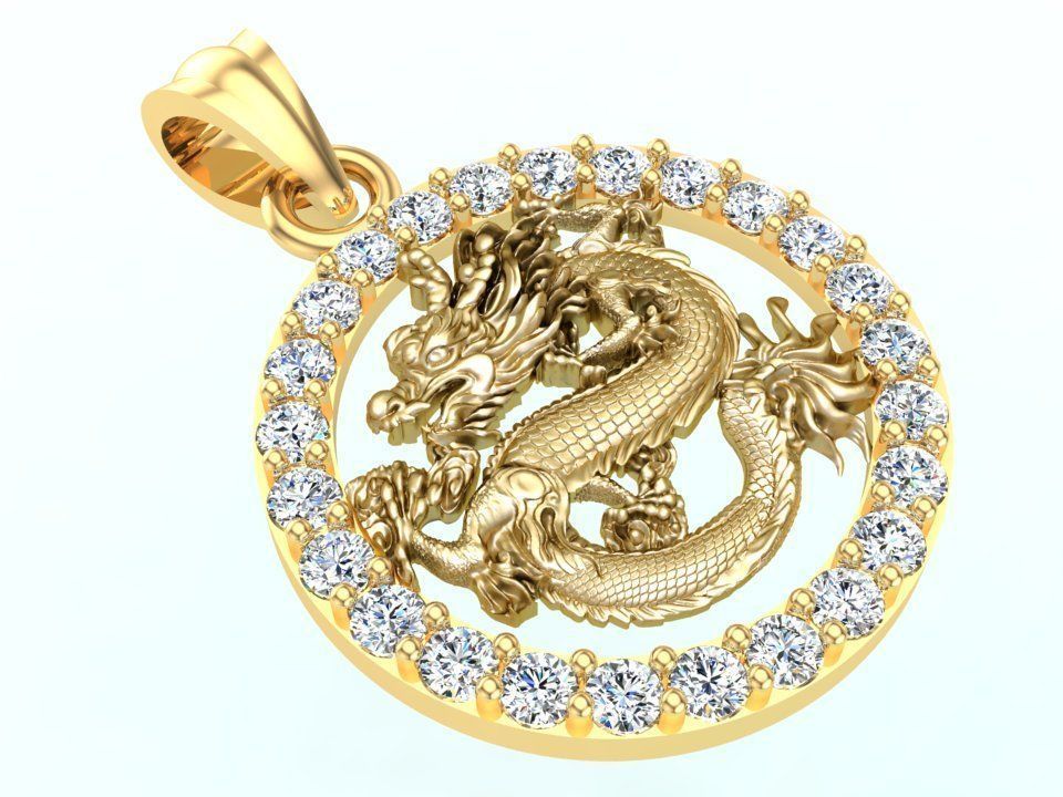 Dragon pendant 3D print model_5