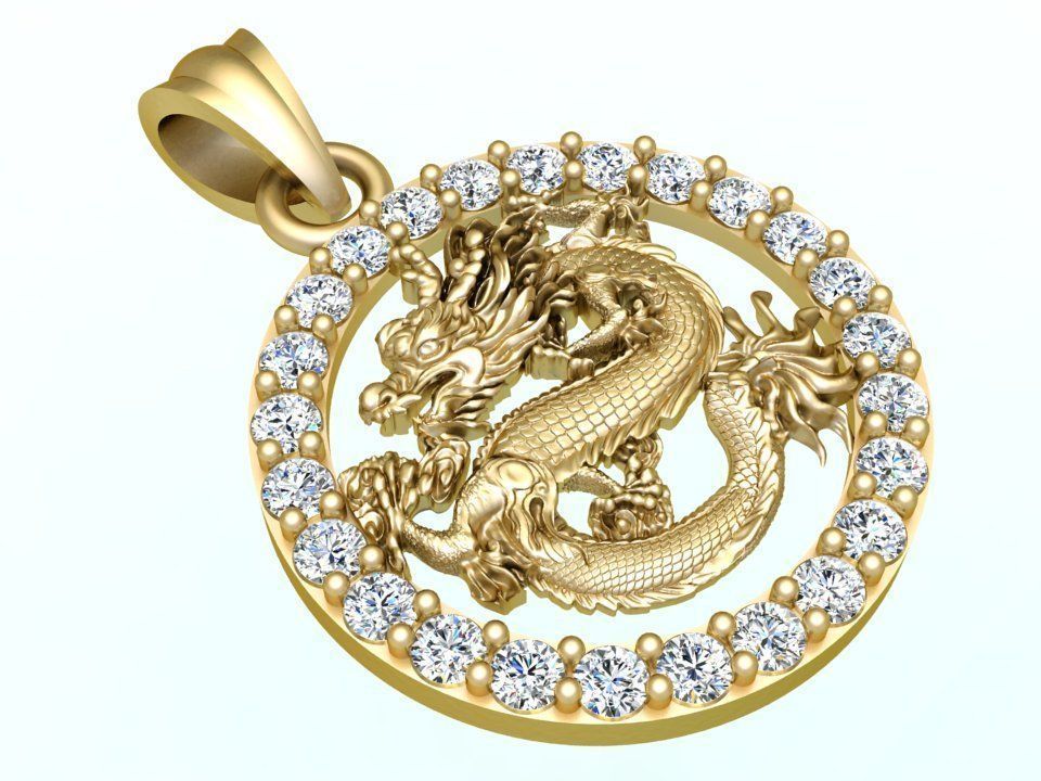 Dragon pendant 3D print model_2