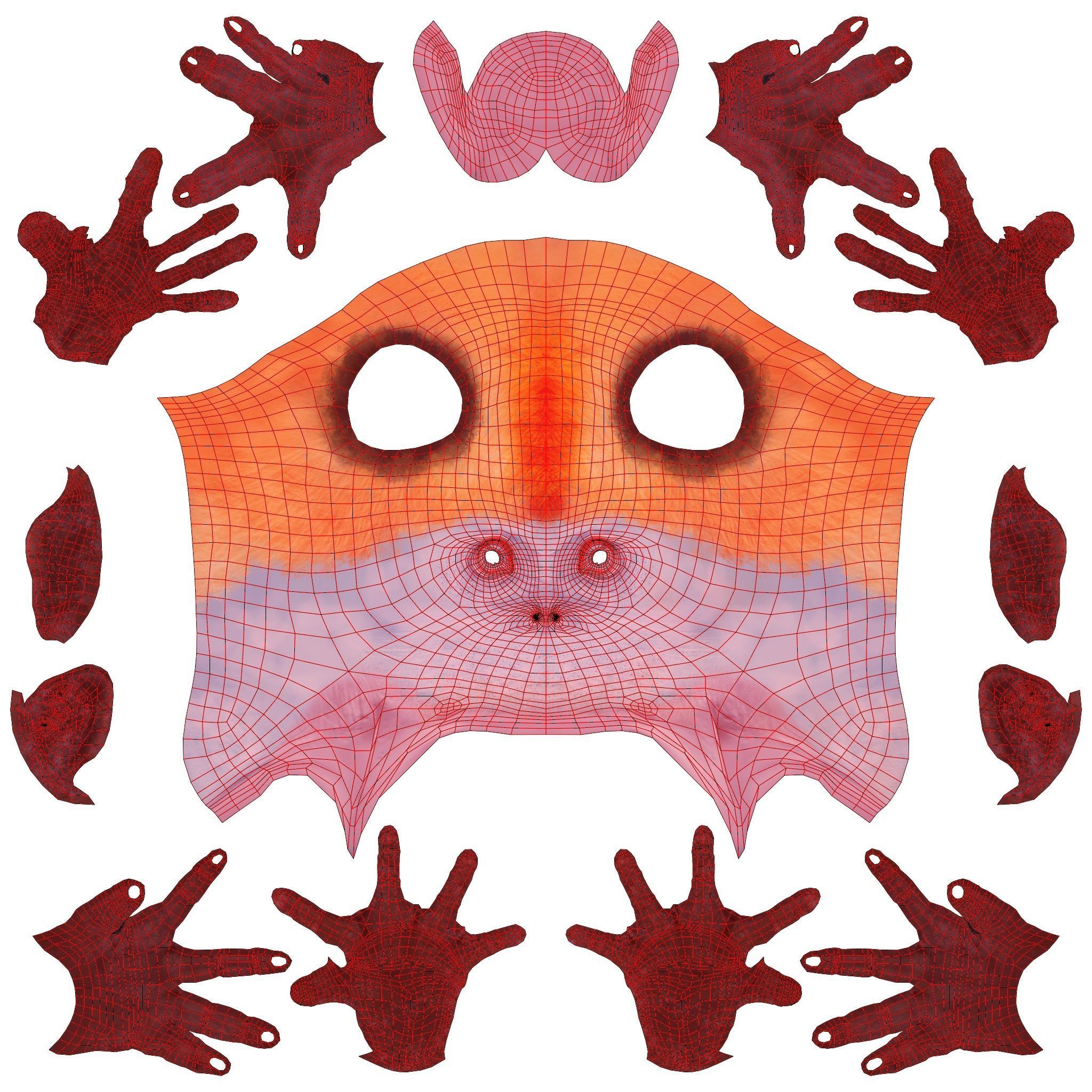 Golden Snub-nosed Monkey Animated 3D model_17