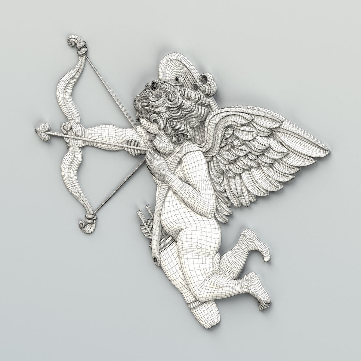 Carved decor central 026 Cupid 3D model_6