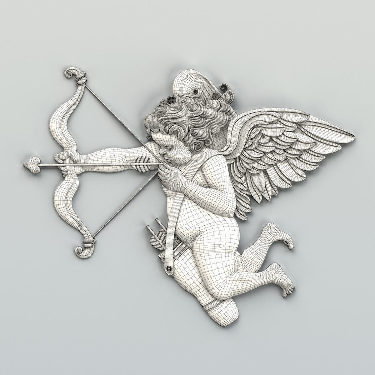 Carved decor central 026 Cupid 3D model_5