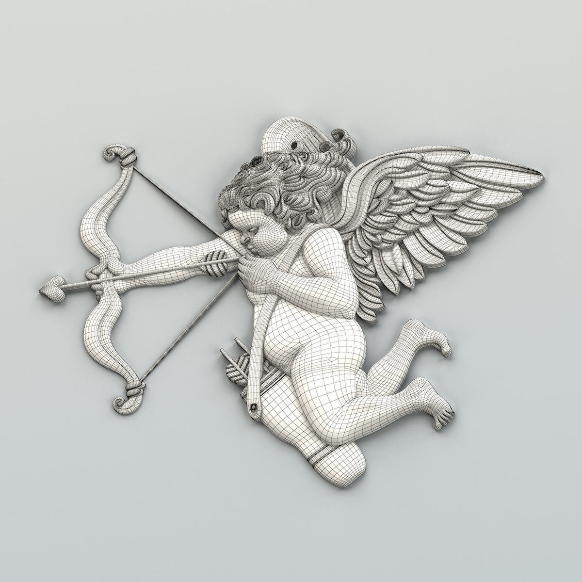 Carved decor central 026 Cupid 3D model_7