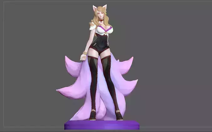 AHRI STATUE LOL LEAGUE OF LEGENDS GIRL FEMALE PRETTY STAR 3D print model