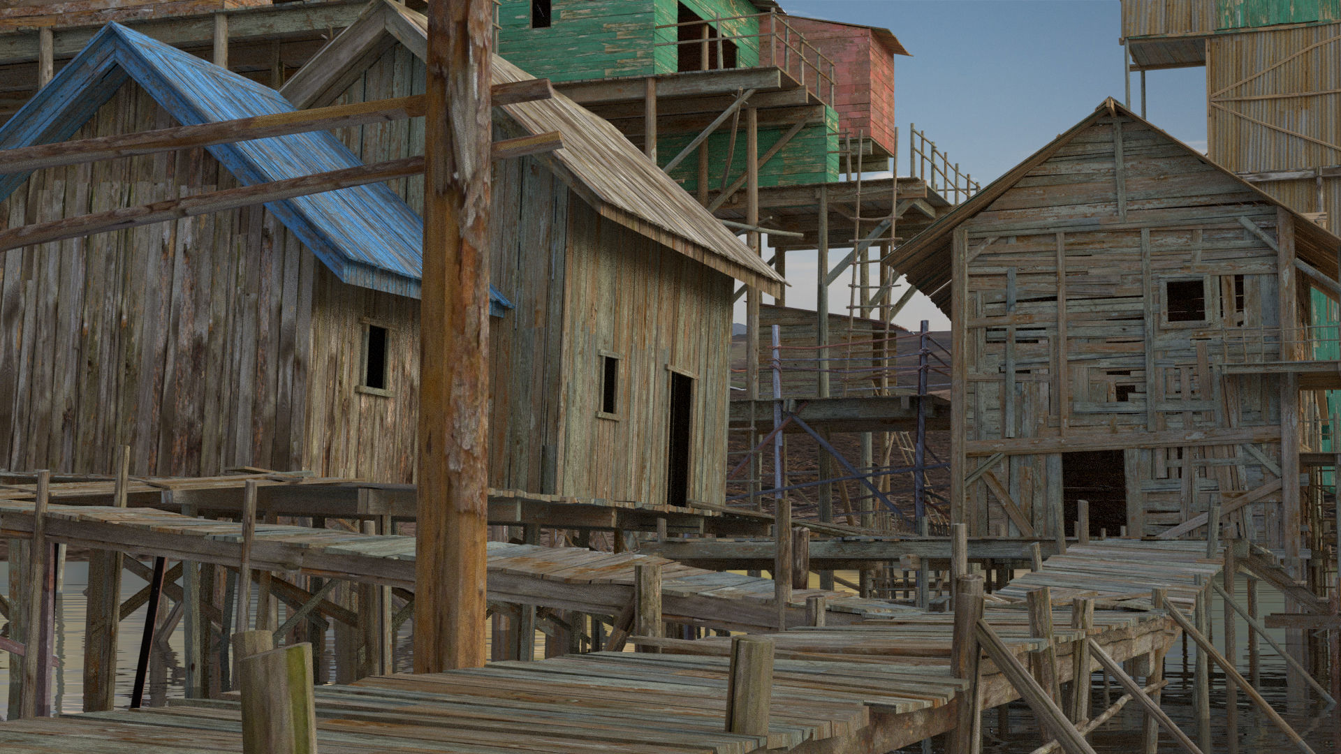Village on stilts - 3D Pack Kitbash 3D model_5