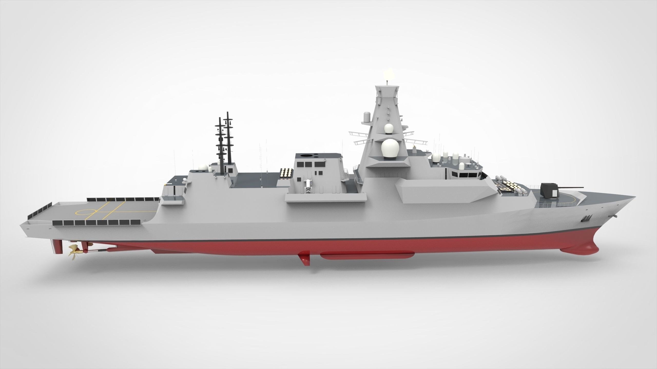 Frigate Type 0 Low-poly 3D model_3