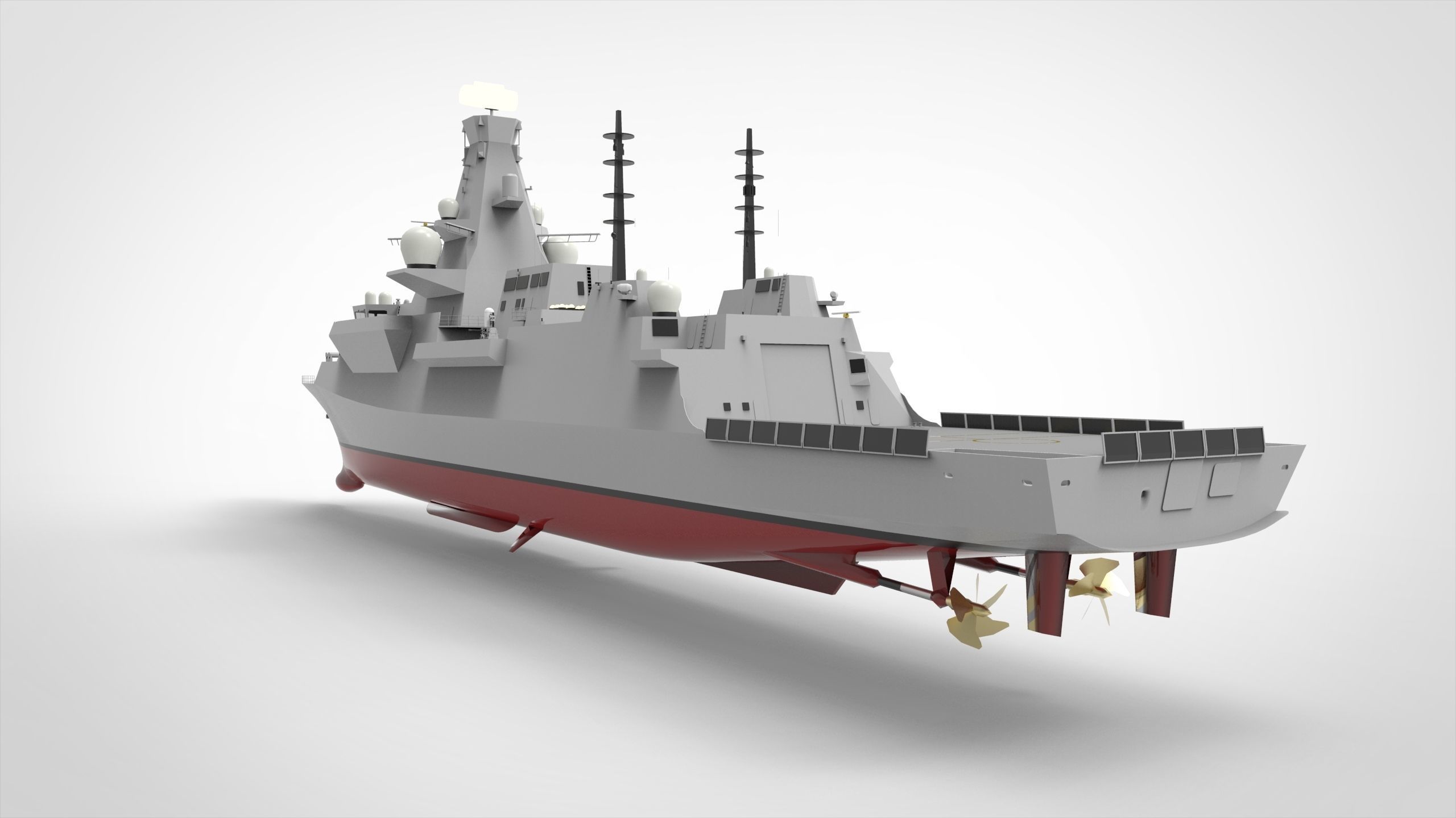 Frigate Type 0 Low-poly 3D model_6