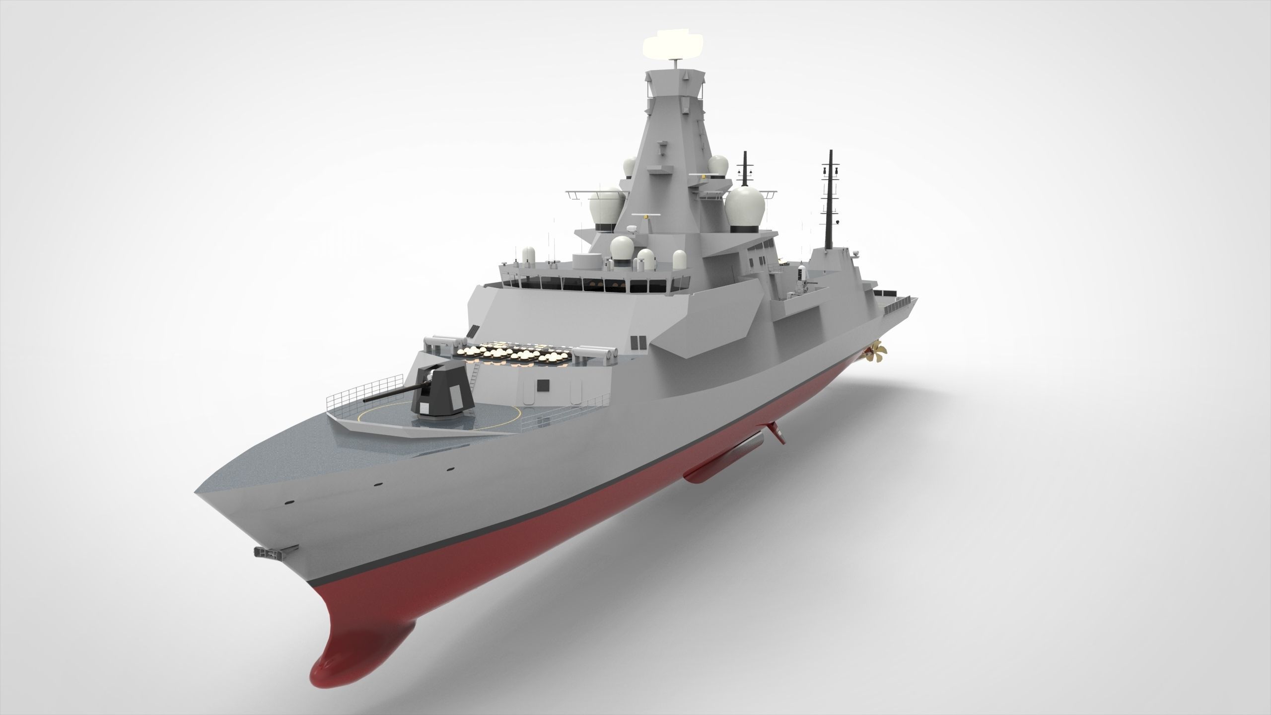 Frigate Type 0 Low-poly 3D model_2