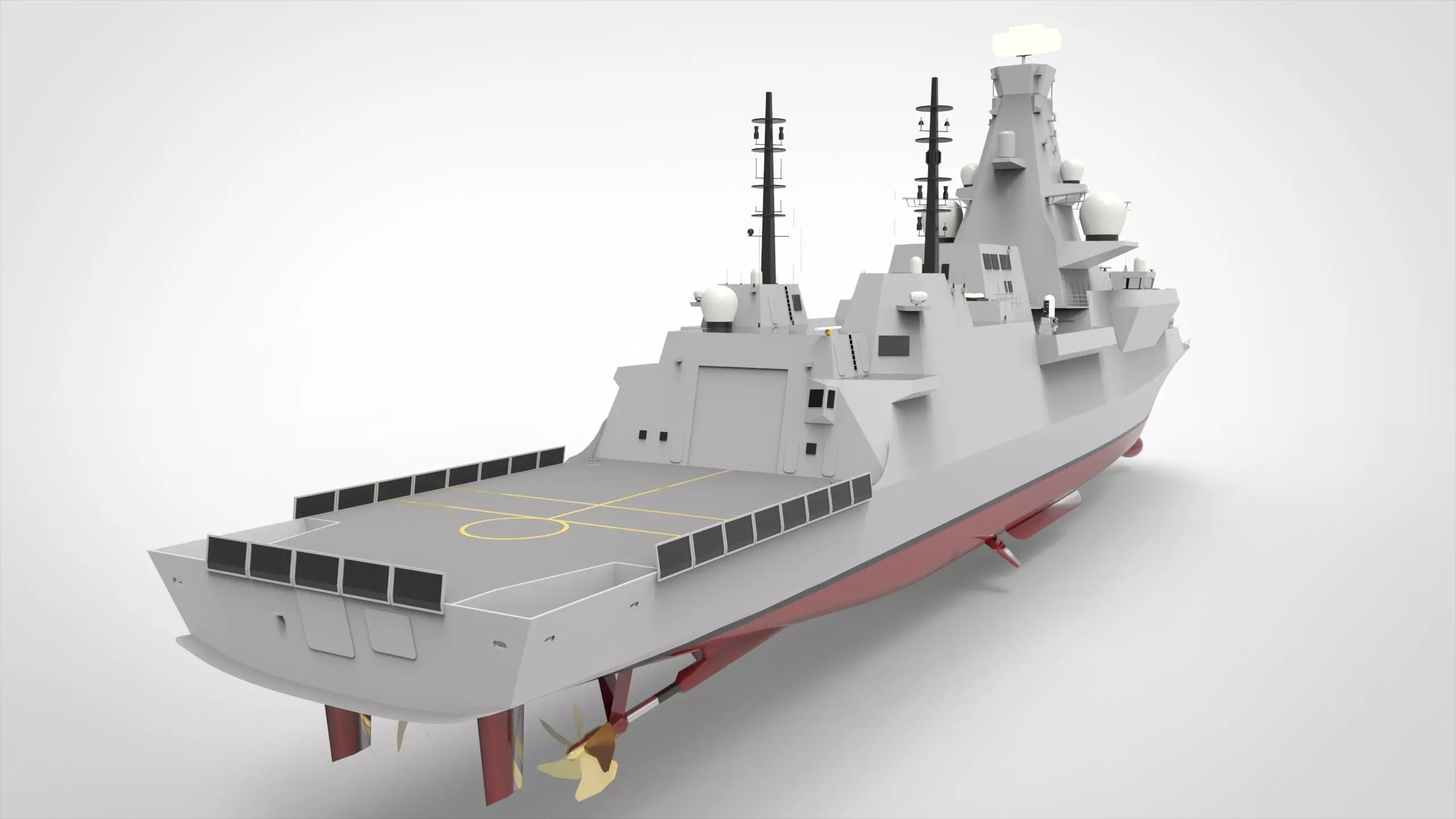 Frigate Type 0 Low-poly 3D model_0