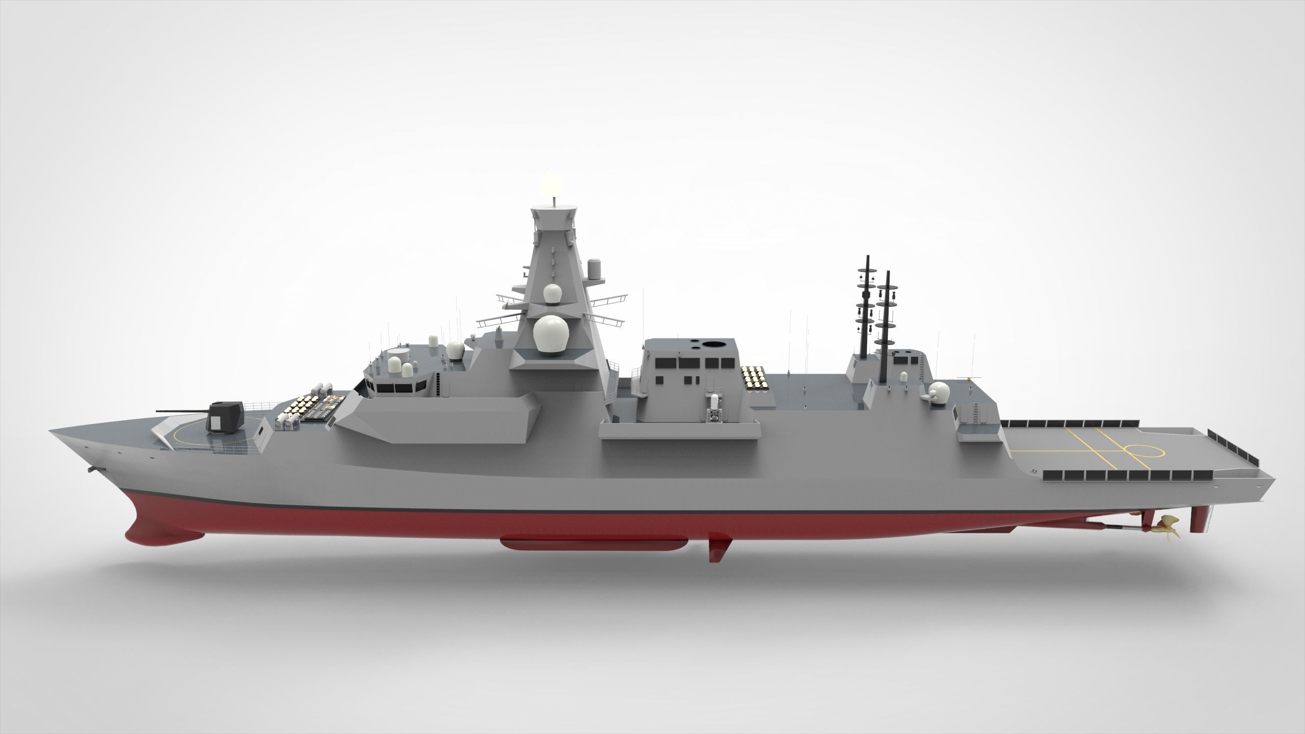 Frigate Type 0 Low-poly 3D model_5
