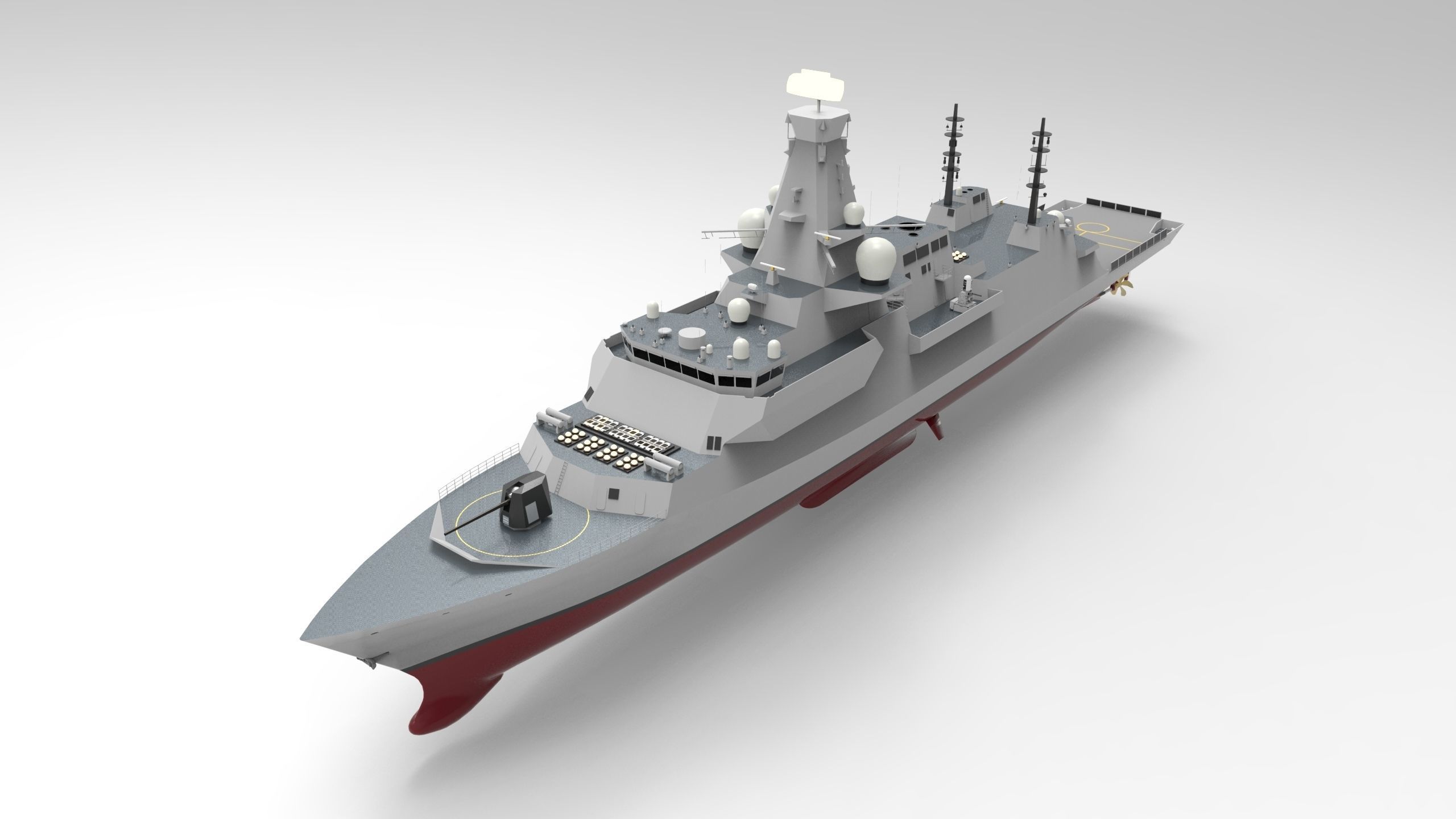Frigate Type 0 Low-poly 3D model_1
