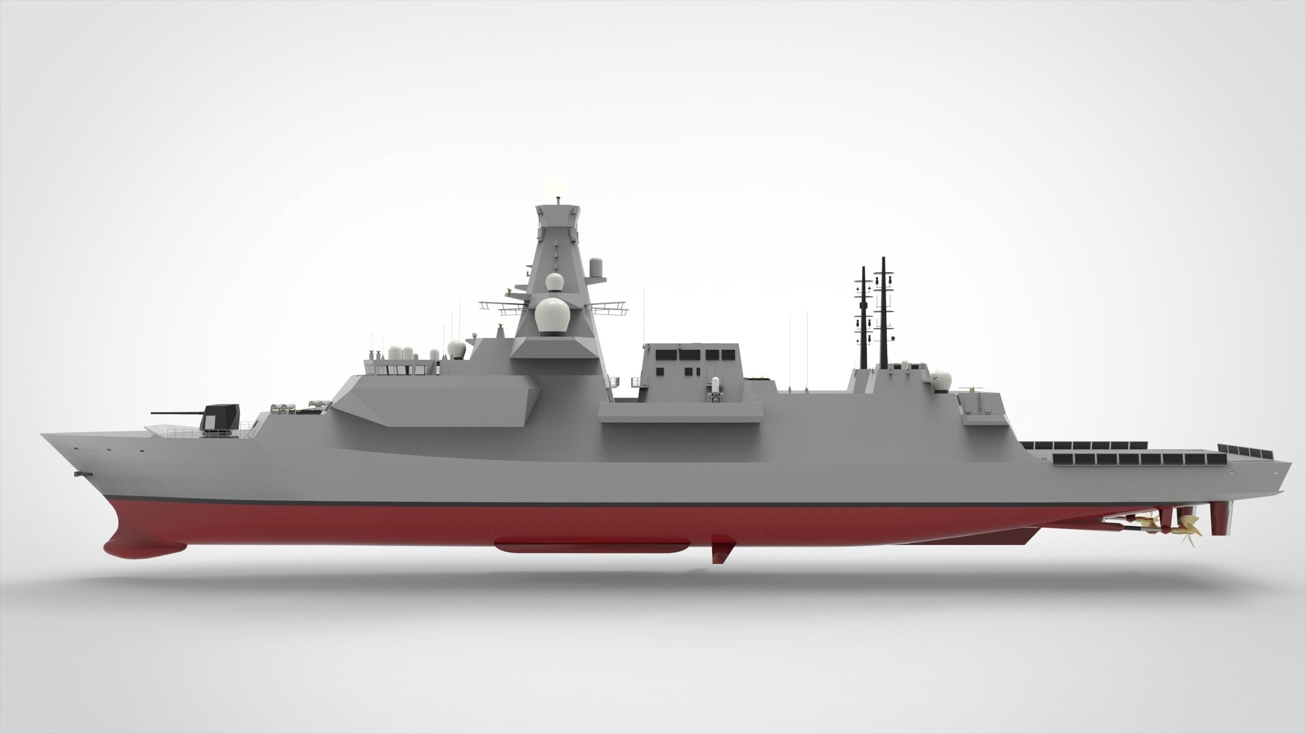 Frigate Type 0 Low-poly 3D model_4