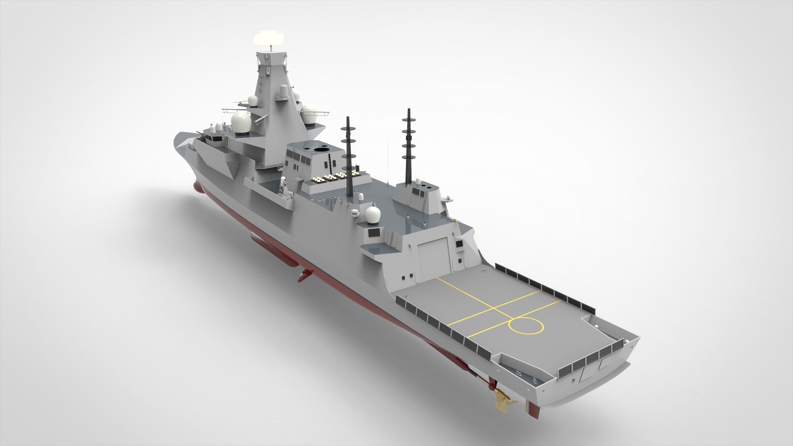 Frigate Type 0 Low-poly 3D model_7