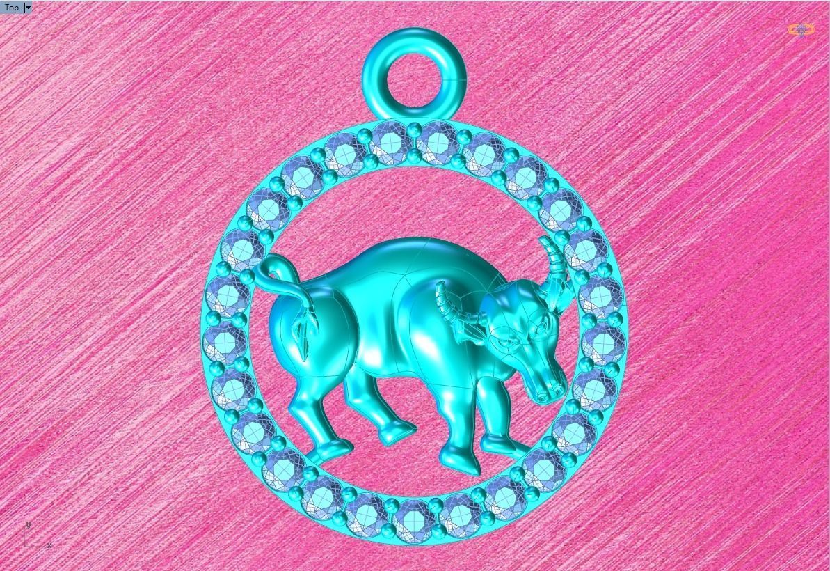 Buffalo pendant 3D print model_3