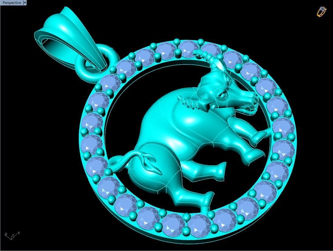 Buffalo pendant 3D print model_14