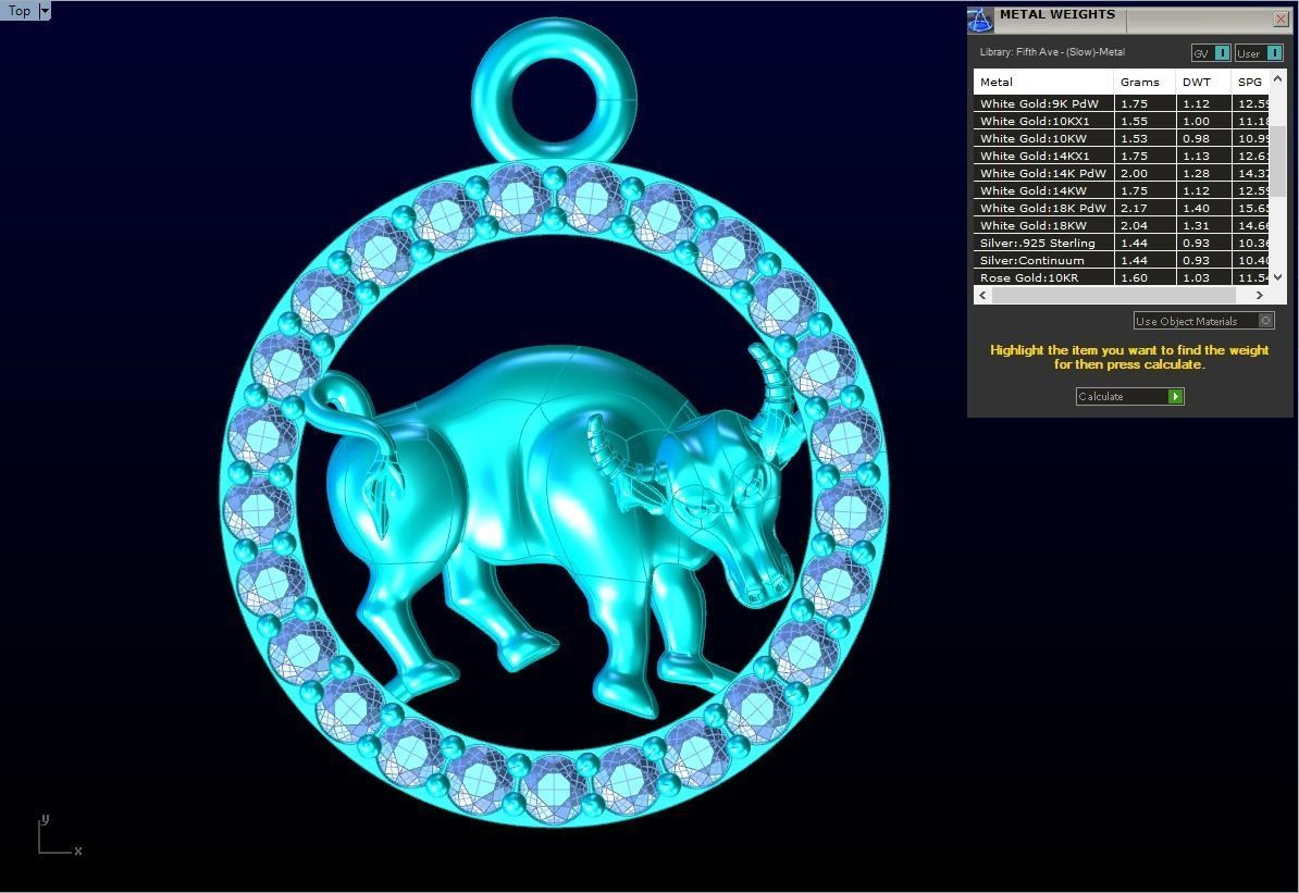 Buffalo pendant 3D print model_6