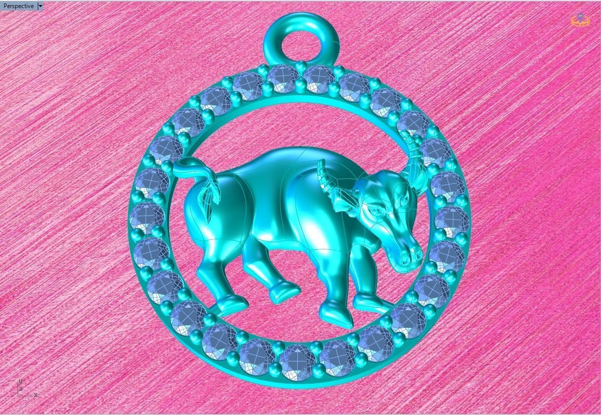 Buffalo pendant 3D print model_4